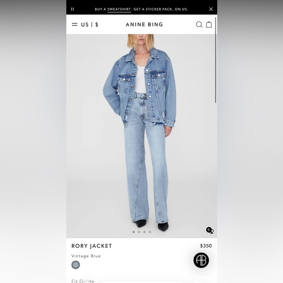 Anine Bing NWT Rory Jacket 100% Cotton $350 Denim Trucker Distressed - Picture 2 of 10